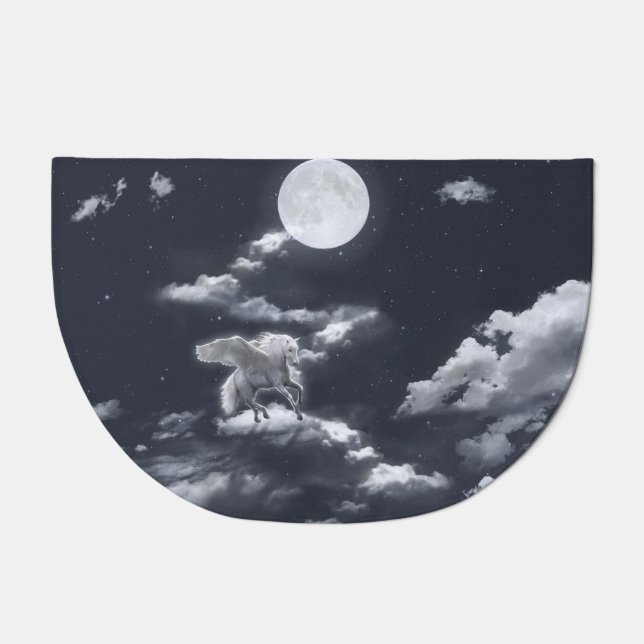 White winged horse: moonlit sky. doormat (Front)