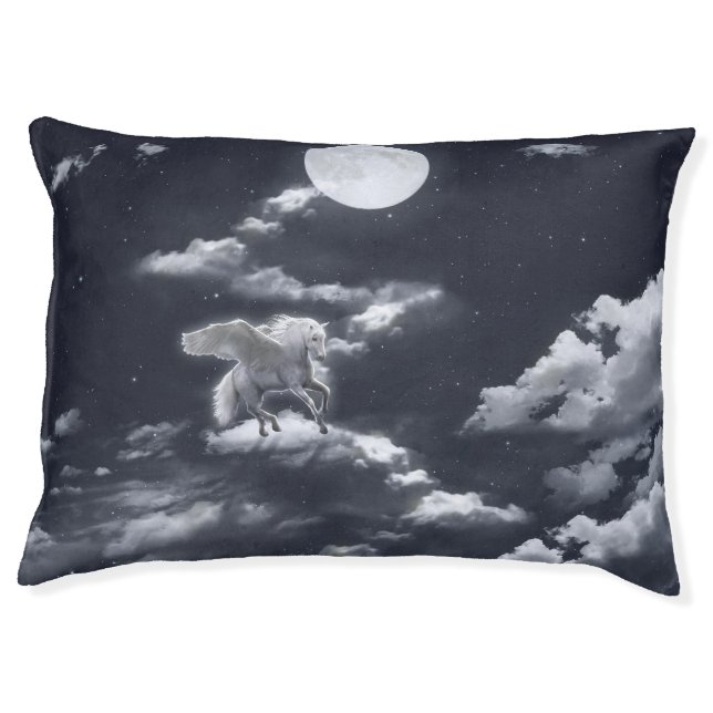 White winged horse: moonlit sky. pet bed (Front)
