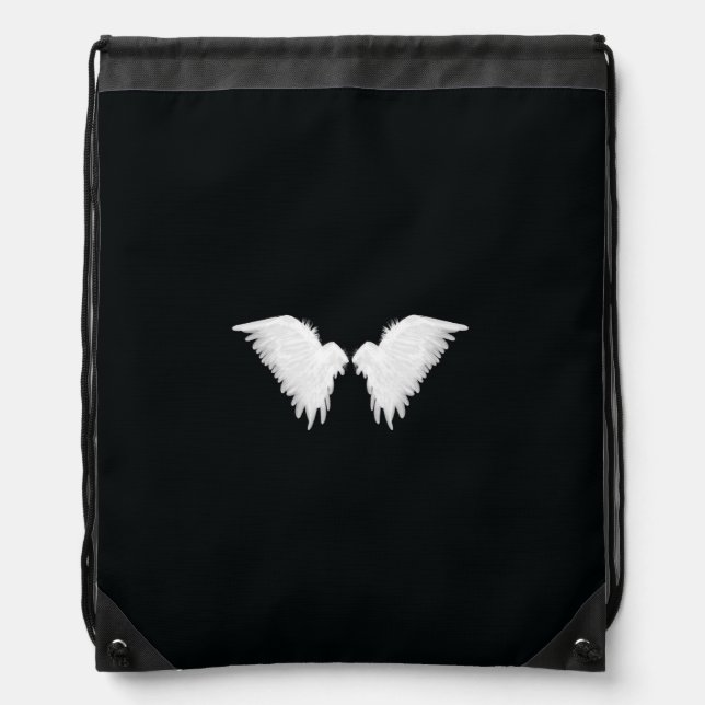 White Wings Drawstring Backpack (Front)