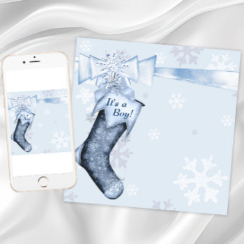 White Winter Blue Snowflakes Baby Boy Shower Invitation by BabyCentral at Zazzle