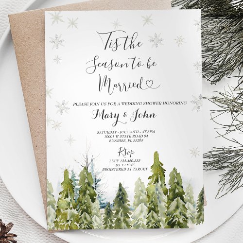 White Winter Christmas Snow Wedding  Invitation
