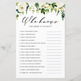 White Winter Flowers Who Knows the Bride Best Game