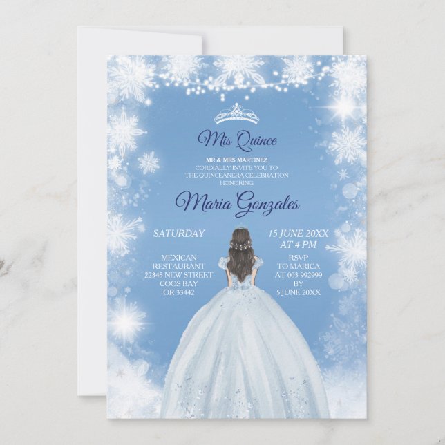 White Winter Holiday Mexican Sweet 16th Birthday Invitation (Front)