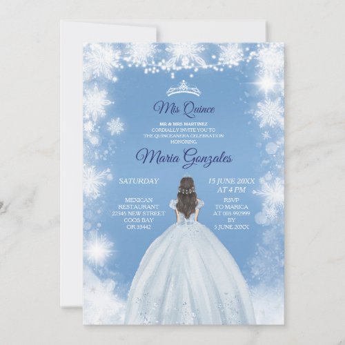 White Winter Holiday Mexican Sweet 16th Birthday Invitation