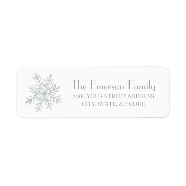 White Winter Holiday Snowflakes Return Address Label (Front)