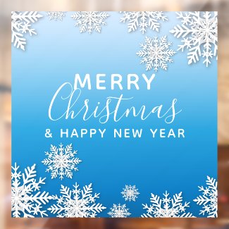 White Winter Origami Snowflakes Merry Christmas Window Cling