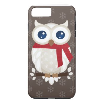 White Winter Owl Iphone 8 Plus/7 Plus Case by JodisDesigns at Zazzle