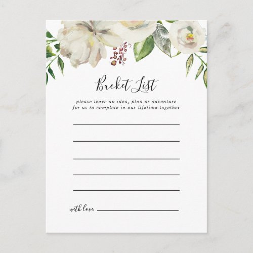 White Winter Peony Floral Bucket List Cards