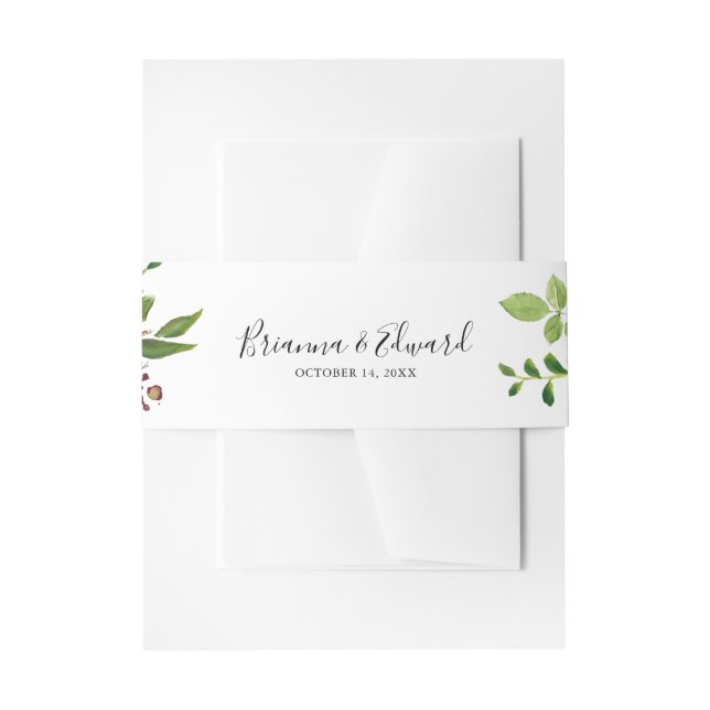 White Winter Peony Floral Wedding Invitation Belly Band (Front Example)