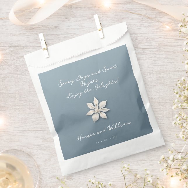 White winter poinsettia wedding thank  you favor bag (Clipped)