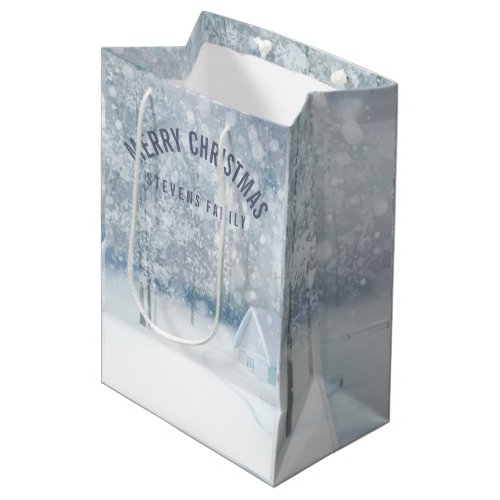 White Winter Romantic Snowy Woods Medium Gift Bag