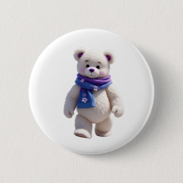white winter snow white mountain snow covered tree button (Front)