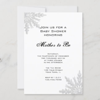 White Winter Snowflake Baby Shower Invitation