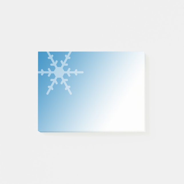 White Winter Snowflake on Gradient Blue Post-it Notes (Front)
