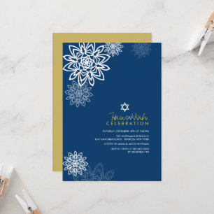 White Winter Snowflakes Hanukkah Celebration Party Invitation