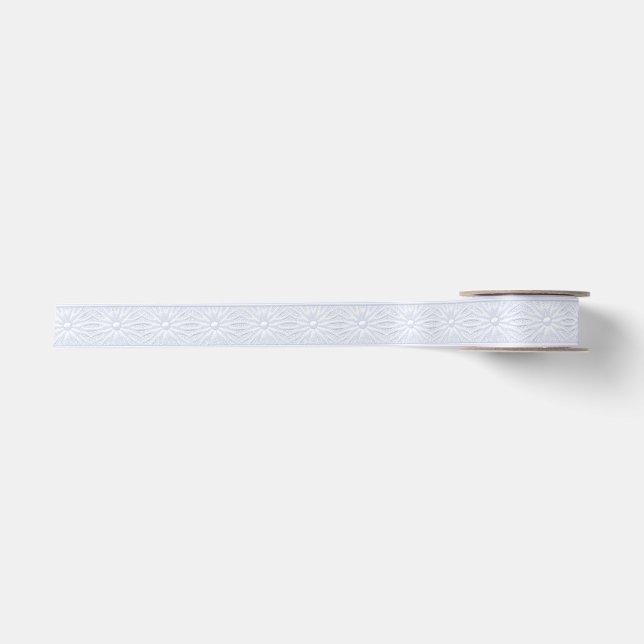 White Winter Snowflakes on an Ice Blue Background Satin Ribbon (Front)