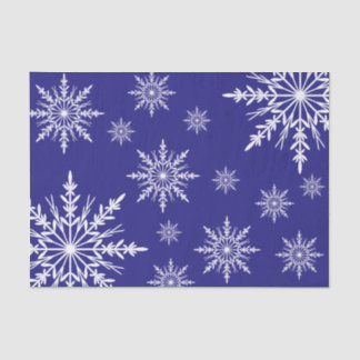White Winter Snowflakes on Blue Tissue Paper