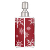 White Winter Snowflakes on Red Bath Set (Back)