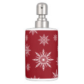 White Winter Snowflakes on Red Bath Set (Front)