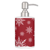 White Winter Snowflakes on Red Bath Set (Right)