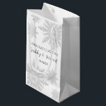White Winter Snowflakes Wedding Congratulations Small Gift Bag<br><div class="desc">Fill the pretty White Winter Snowflakes Wedding Congratulations Gift Bags with your present for the newlyweds. These elegant and custom wintery wedding congrats bags feature intricate white snowflakes with a white background. Perfect for a classy December, January or February winter or snowflake wedding, engagement party or bridal shower theme. NOTE:...</div>