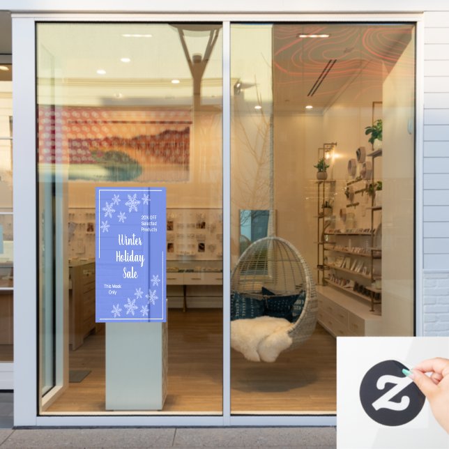 White Winter Snowflakes Window Cling (Store Window)