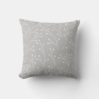 White Winter Twigs on Gray Throw Pillow