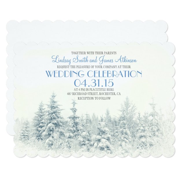 White Winter Wedding Invitation