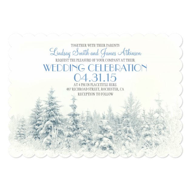 White Winter Wedding Invitation