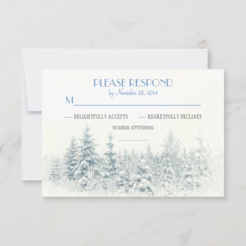 White winter wedding RSVP cards
