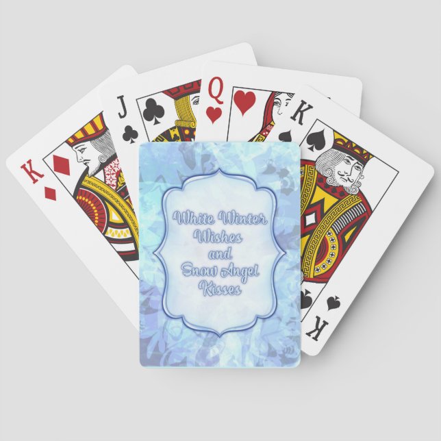 White Winter Wishes & Snow Angel Kisses Whimsical Poker Cards (Back)