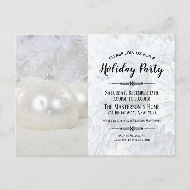 White Winter Wonderland Holiday Party Invitation | Zazzle