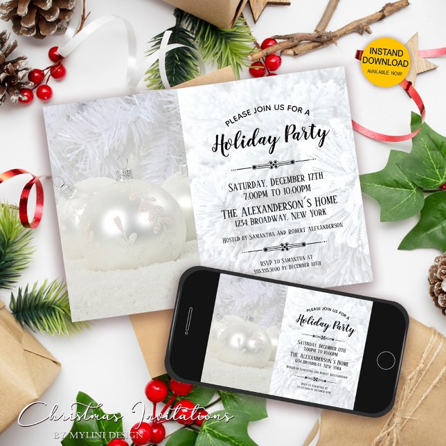 White Winter Wonderland Holiday Party  Invitation (Creator Uploaded)