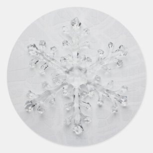 White "Winter Wonderland" Snowflake Classic Round Sticker