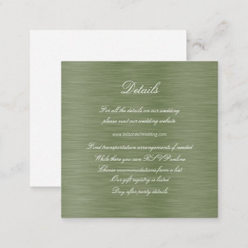 White Winterberry Green Leaf Gold Ribbon Details  Enclosure Card
