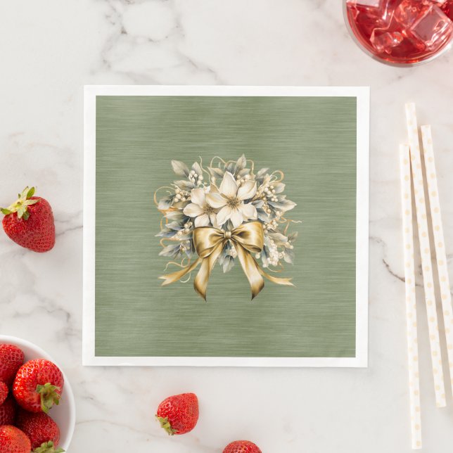White Winterberry Invitation Set Paper Dinner Napkins (Insitu)