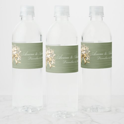 White Winterberry Wedding Invitation Water Bottle  Water Bottle Label