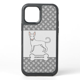 White Wire Haired Ibizan Hound Cartoon Dog &amp; Name OtterBox Symmetry iPhone 12 Case