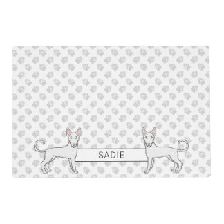 White Wire Haired Ibizan Hound Cartoon Dog &amp; Name Placemat