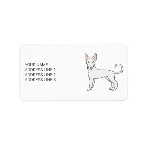 White Wire Haired Ibizan Hound Cartoon Dog  Text Label