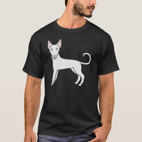 White Wire Haired Ibizan Hound Cute Cartoon Dog T_Shirt