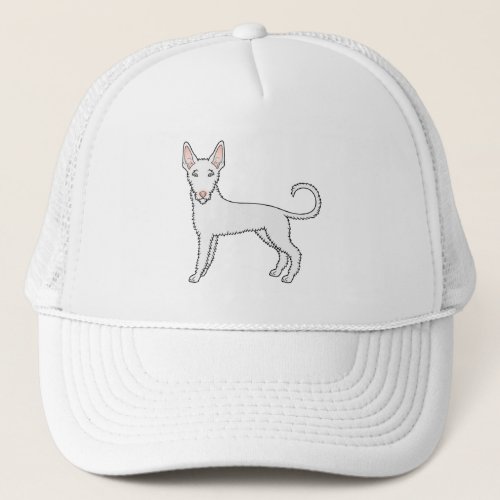 White Wire Haired Ibizan Hound Cute Cartoon Dog Trucker Hat