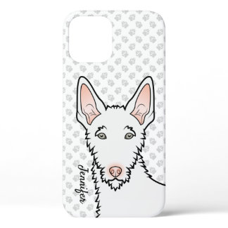 White Wire Haired Ibizan Hound Dog Head &amp; Name iPhone 12 Case