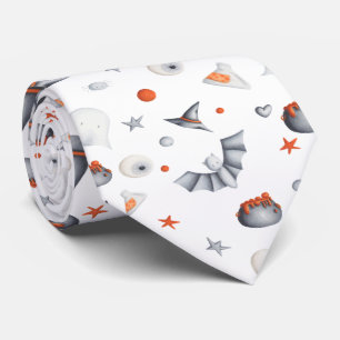 White Witch Ghost Spooky Pattern  Neck Tie