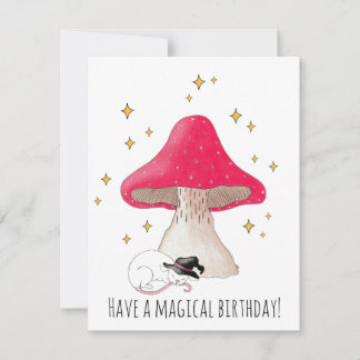 White Witch Mouse Toadstool Birthday Card