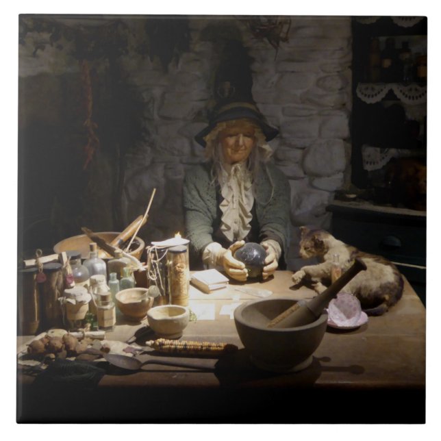 White Witch's Kitchen Museum, Witchcraft & MAGICK Ceramic Tile (Front)