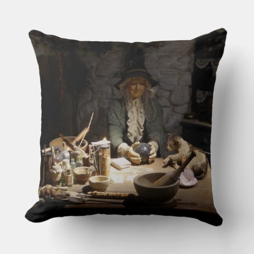 White Witchs Kitchen Museum Witchcraft  MAGICK Throw Pillow