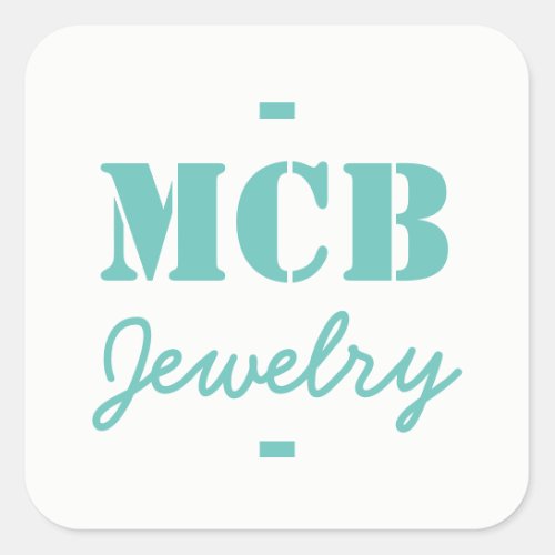 White with Aqua Blue for Jewelry Box Square Sticker