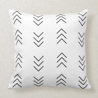 White with Black Arrow Mud Cloth Patterned Throw Pillow