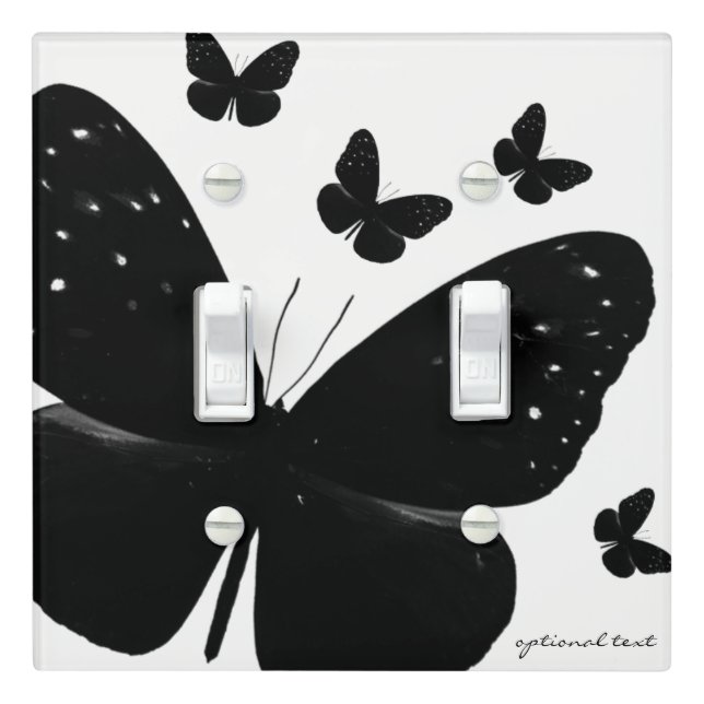 White with Black Butterflies Custom Chic Decor Light Switch Cover (In Situ)